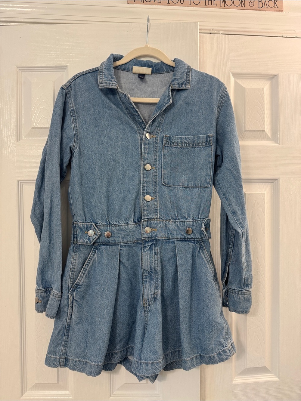 Universal Thread Light Blue Denim Romper Jumpsuit